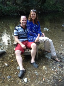 sat in a river, having a coffee along the Big Sur at the Big Sur River-inn Lodge.