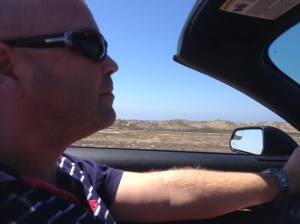 The Mustang goes back today, so here's a pic of Dominic enjoying the roof down.