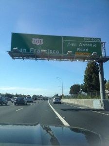 We came into SF on the 101. Not sure if this is what we had intended to do, but our SatNav brought us in this way. We got a bit confused between the 1 and the 101 at times. We probably missed some lovely coast-line but at least we are nearly there.