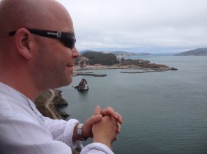 Dominic on GG bridge looking out towards Sausalito.